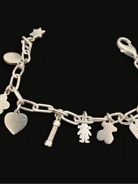 Tous Silver-tone Charm Bracelet with Heart, Star & Teddy Charms